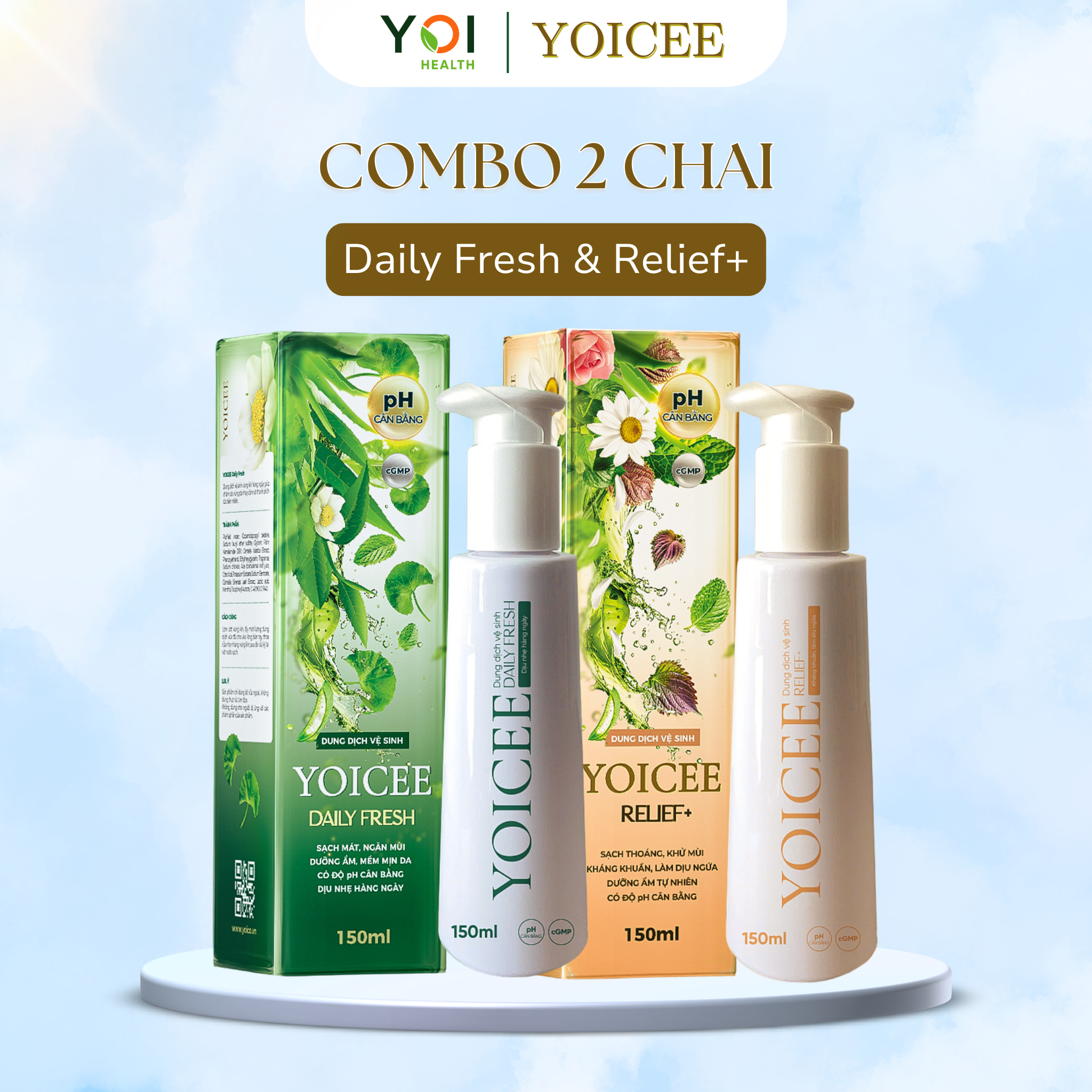 Combo 2 chai dung dịch vệ sinh YOICEE Daily Fresh và YOICEE Relief