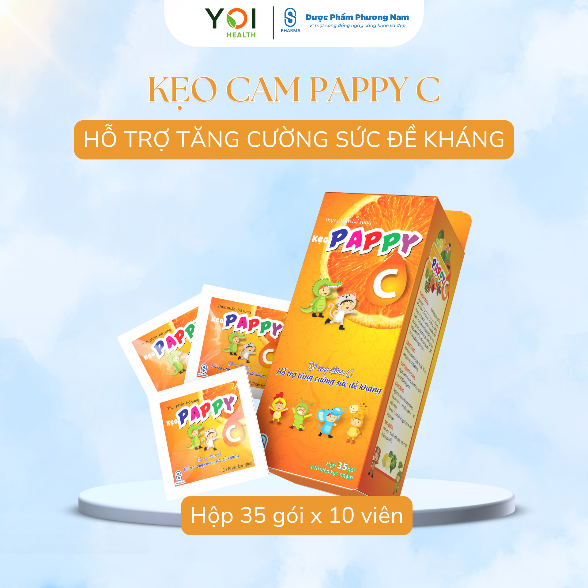 Kẹo Pappy C Bổ sung vitamin C an toàn hiệu quả 1 hộp 35 gói