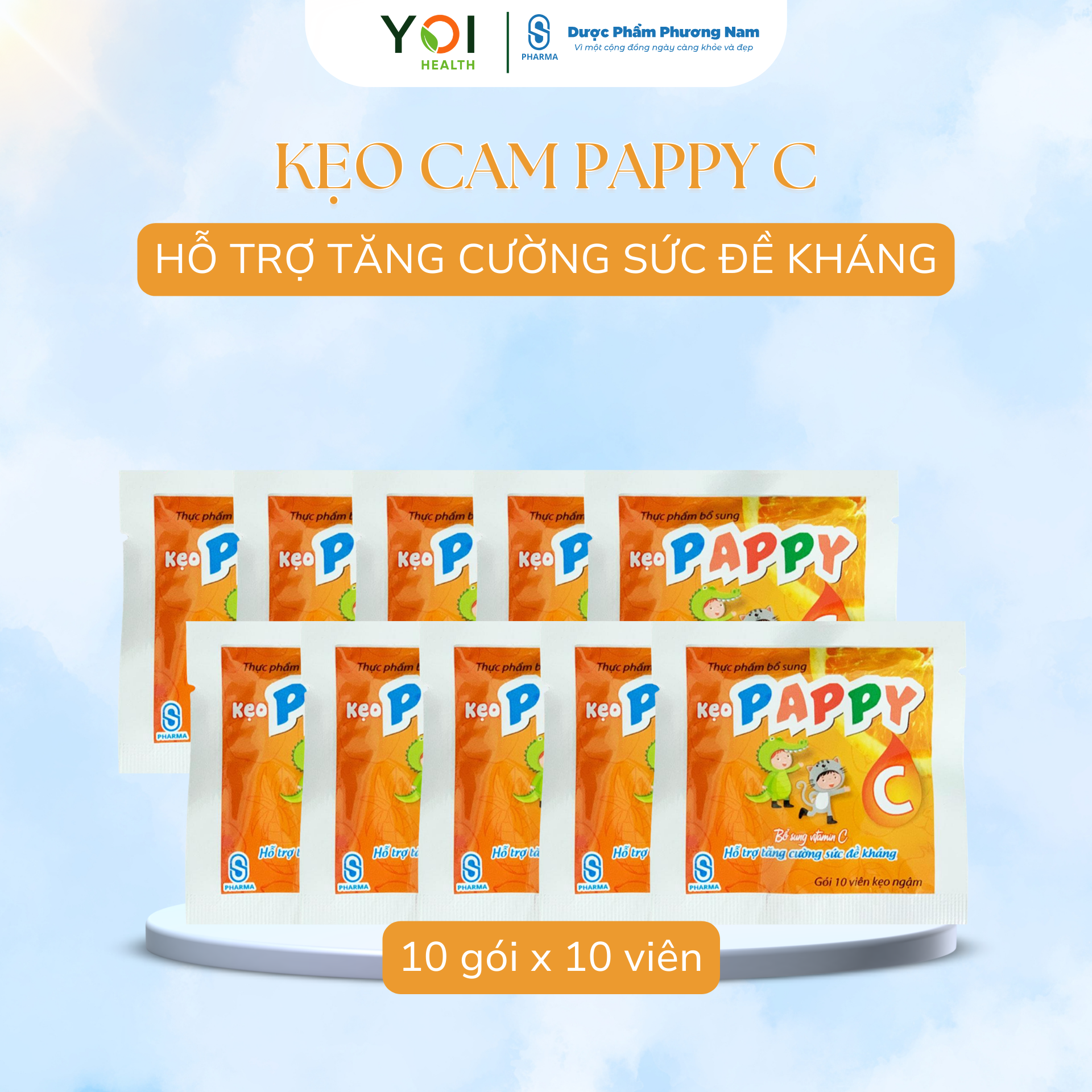 Kẹo Pappy C Bổ sung vitamin C an toàn hiệu quả 10 gói 10 viên