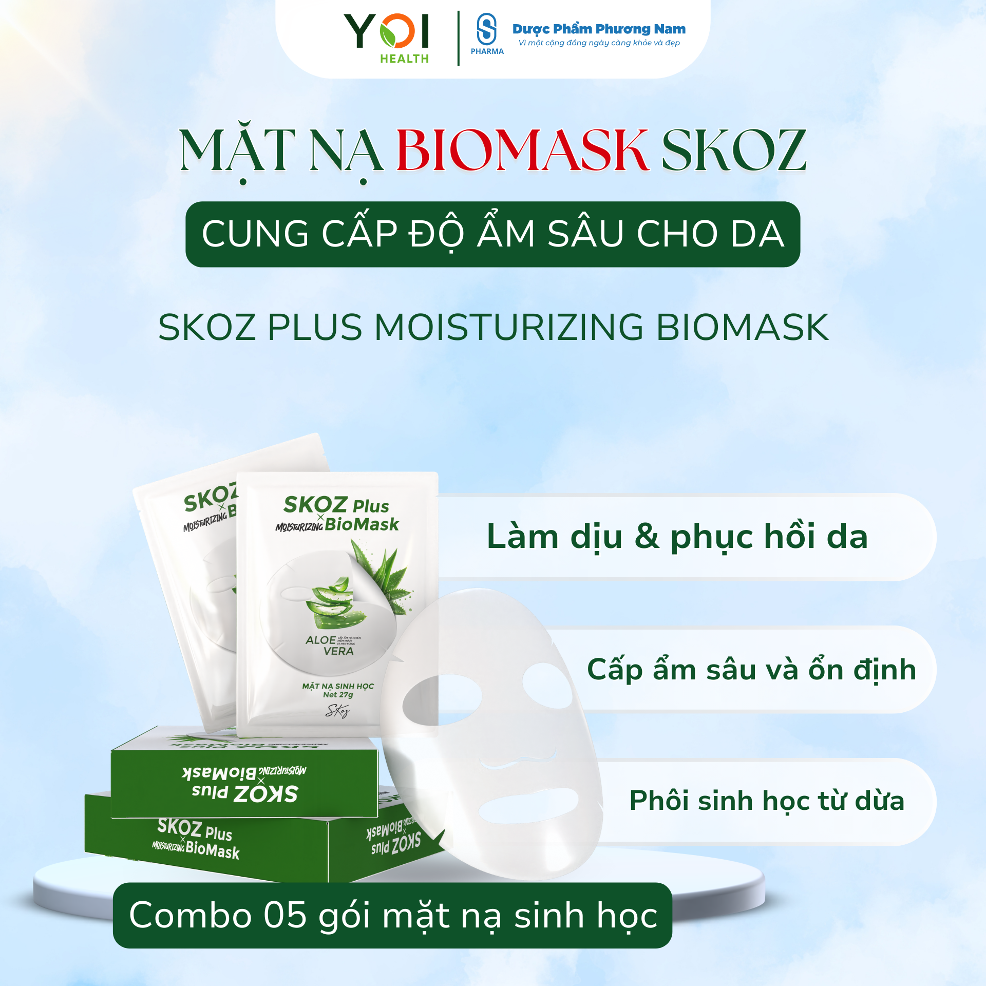 5 gói mặt nạ bio mask skoz cung cấp độ ẩm sâu cho da